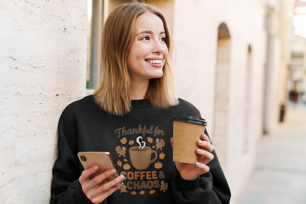 Thankful for Coffee & Chaos Thanksgiving Shirt