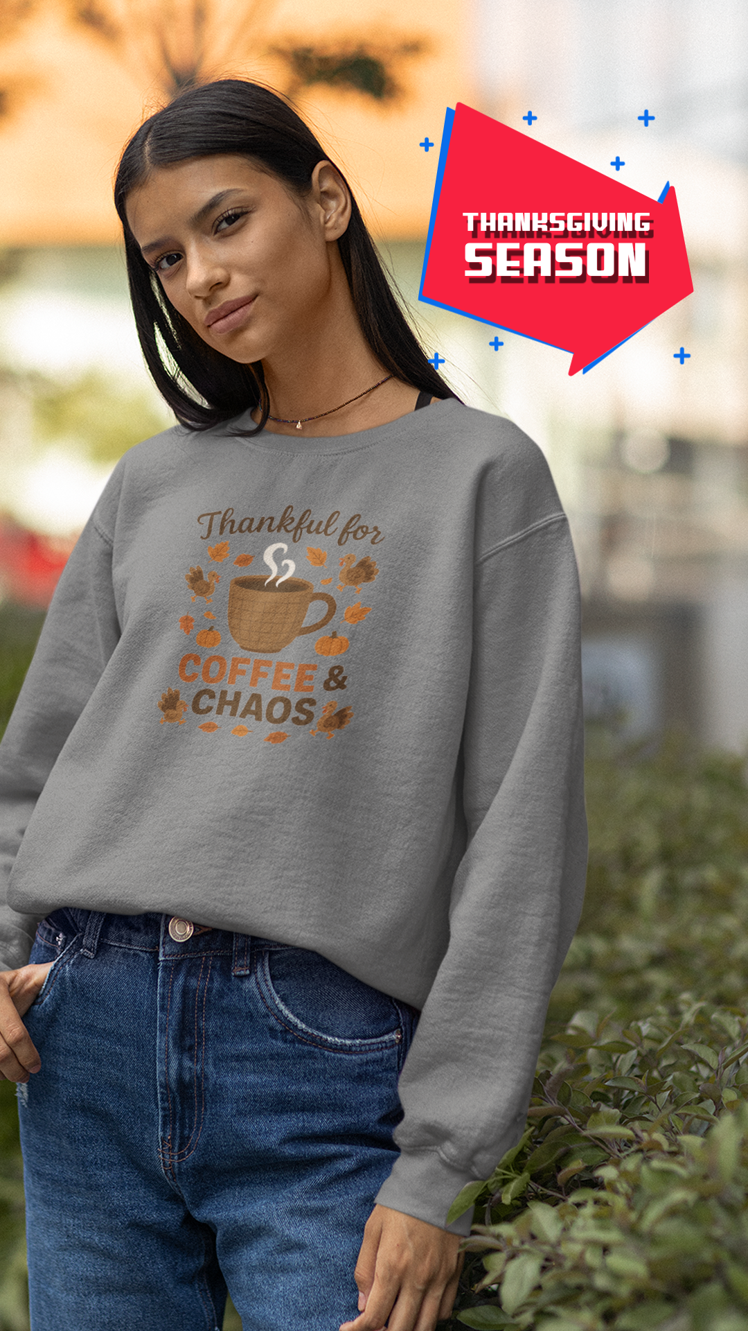 Thankful for Coffee & Chaos Thanksgiving Shirt