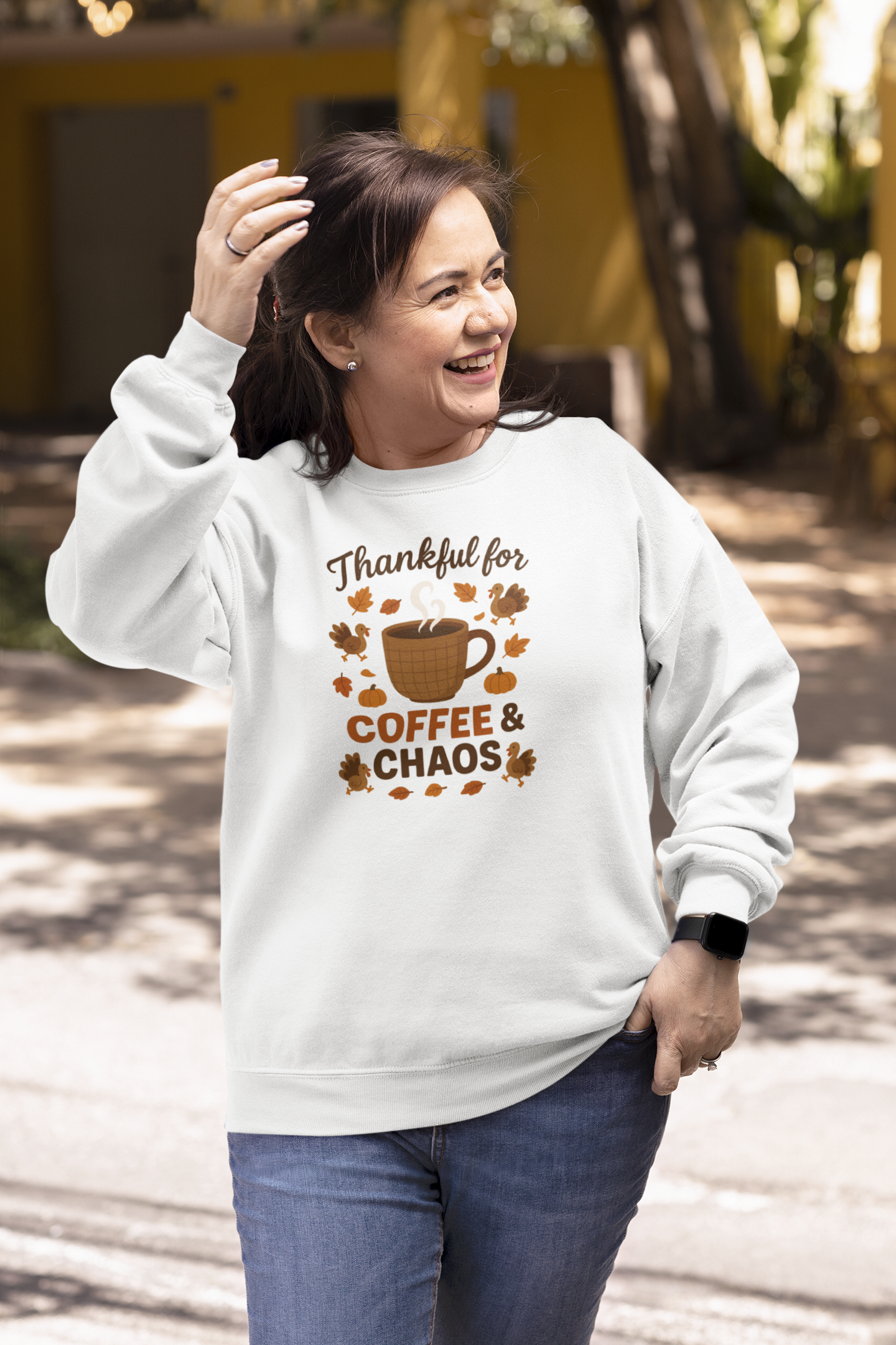 Thankful for Coffee & Chaos Thanksgiving Shirt