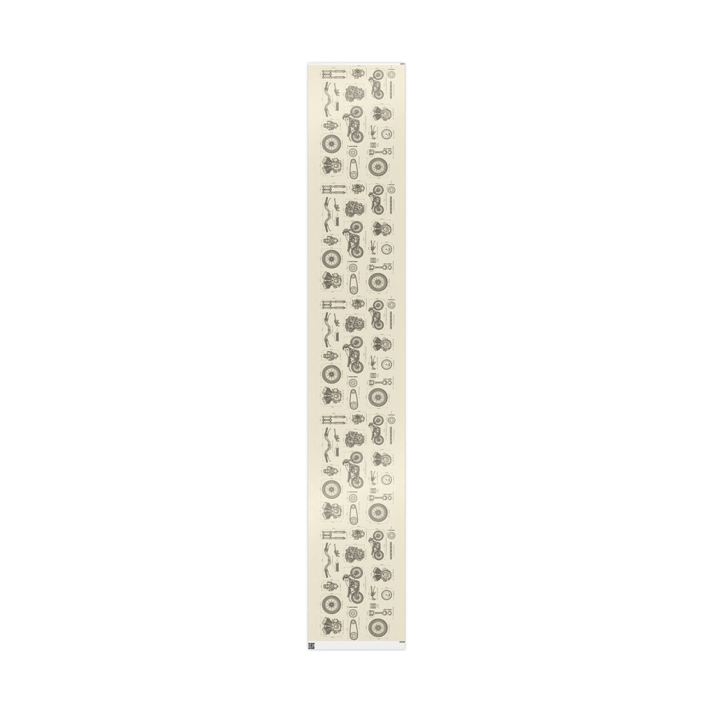 Vintage Motorcycle Blueprint Wrapping Paper