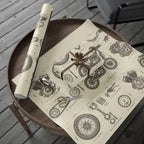 Vintage Motorcycle Blueprint Wrapping Paper